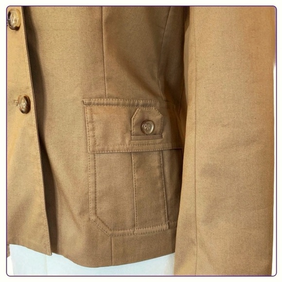 Vintage late 90s BCBG Max Azria tan button front Jacket lined stretch women’s 2 - Picture 6 of 7